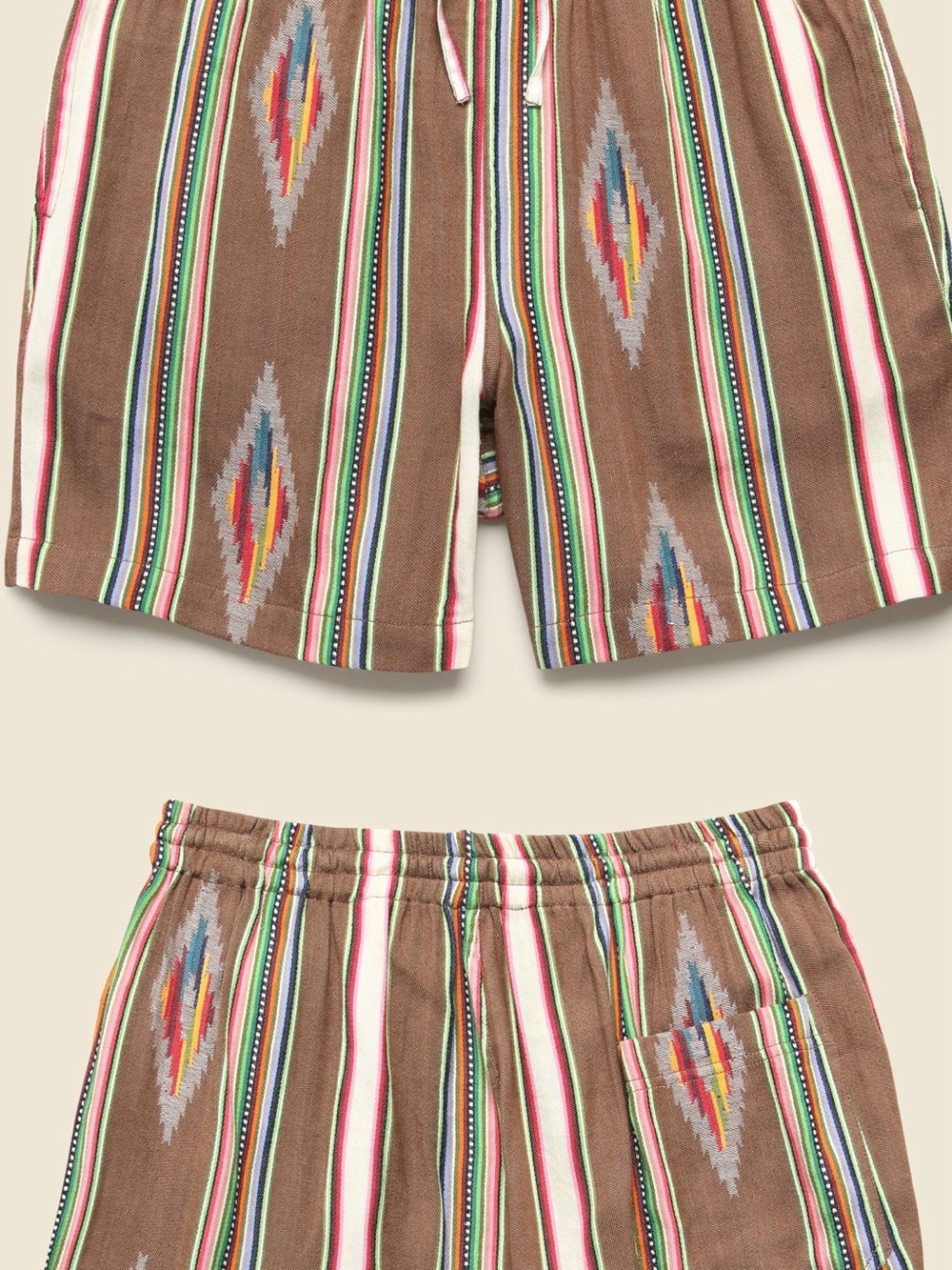 Kardo Handwoven Blanket Stripe Shirt & Shorts Set Mens M Fits Small STAG - Picture 3 of 12